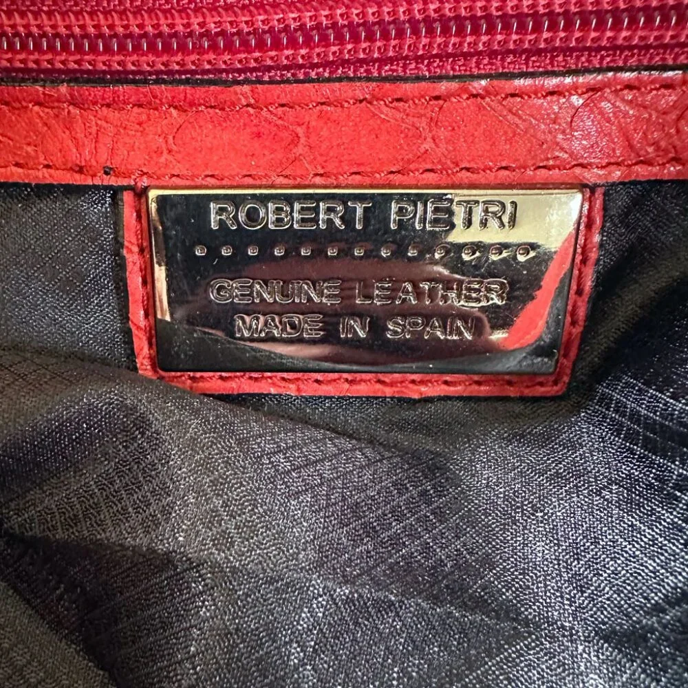 Vtg Robert Pietri Red Leather Bag Genuine Spanish Snake Embossed 90s Y2K Mobwife